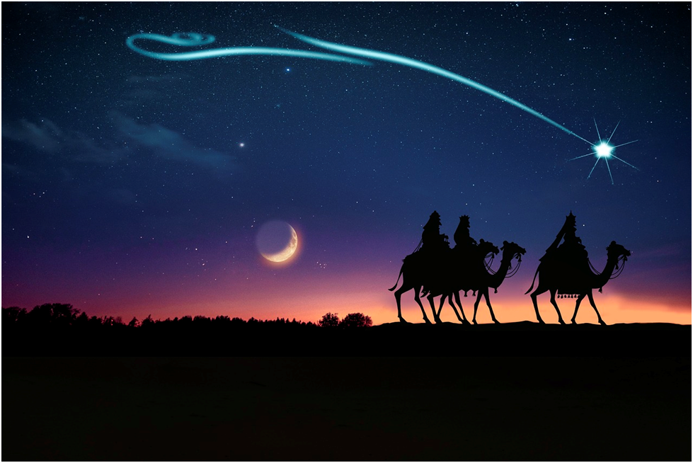 Gaining Wisdom  The Three Wise Men On Camels Following A Star