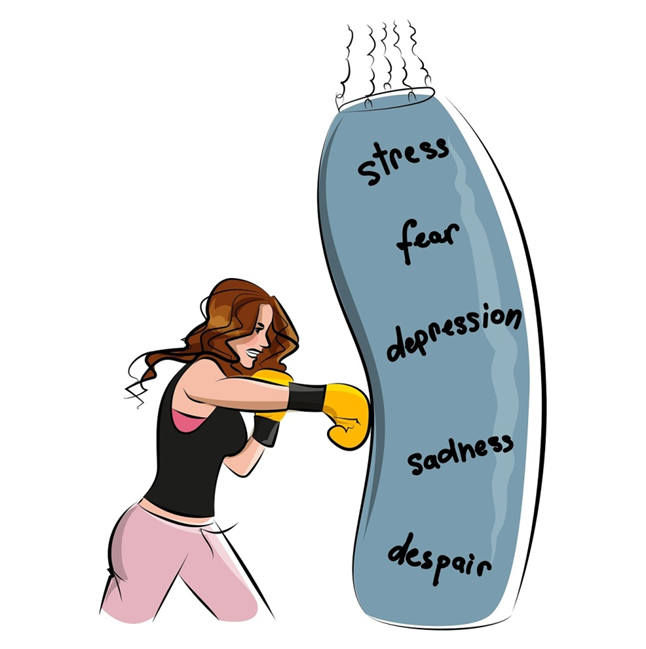 THE MENTAL WARRIOR FEMALE BOXER  PUNCHING BAG